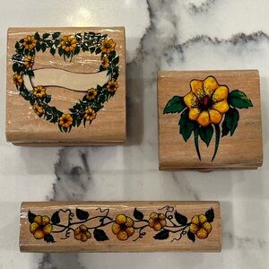 RUBBER STAMPS LOT OF 3: ‘SUNFLOWERS’ Stamps Bundle from Sky Kids from 1997